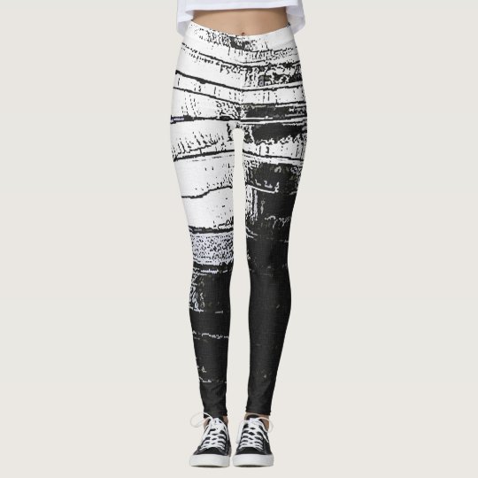 Grunge abstraction, black and white lines, stripes leggings