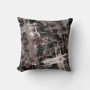 Grunge abstraction. Brown, black and white. Cushion