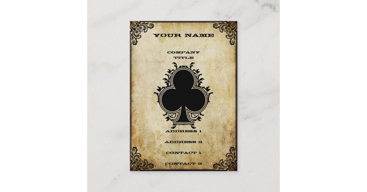 Grunge Ace of Clubs Business Card Zazzle