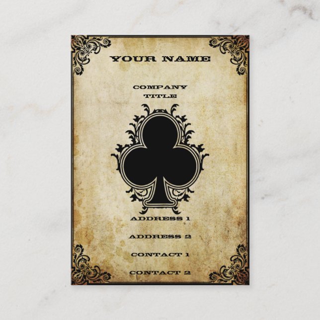 Grunge Ace of Clubs Business Card (Front)