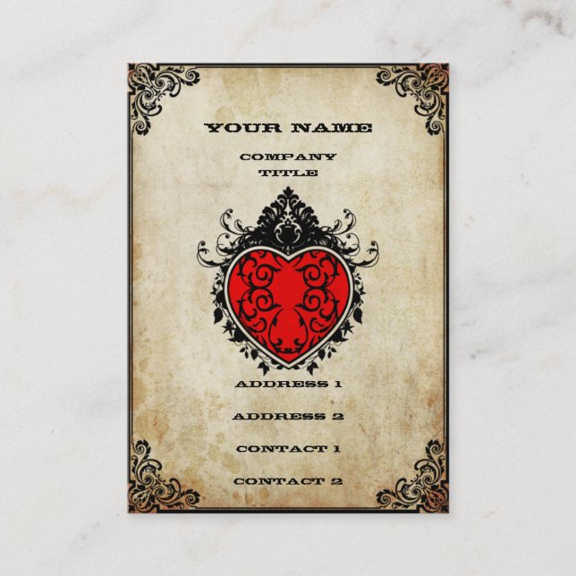 Grunge Ace of Hearts Business Card (Front)