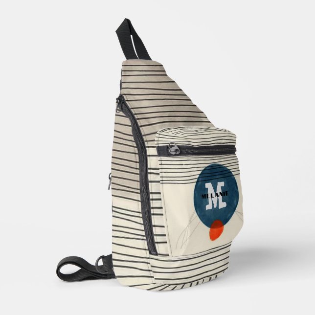 Grunge aestheticstripes minimal Monogram Sling Bag (Left Corner)