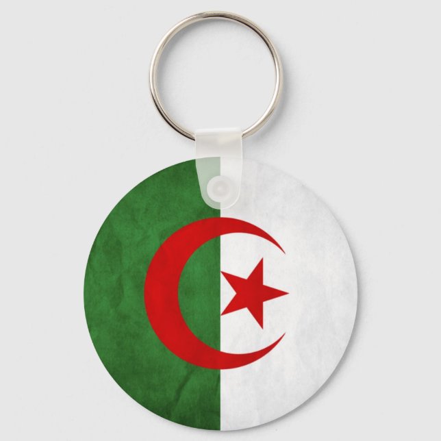 Grunge Algeria National Flag Key Ring (Front)