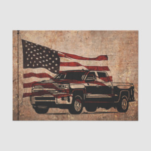 Grunge American Flag and Black Truck Patriotic Tissue Paper