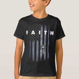 Grunge american flag and cross faith christian T-Shirt