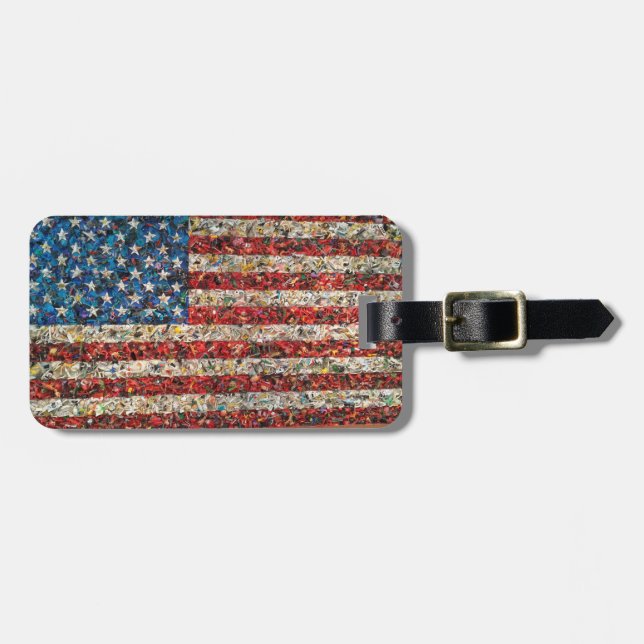 grunge american flag bag luggage tag (Front Horizontal)
