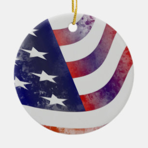 Grunge American Flag Ceramic Tree Decoration