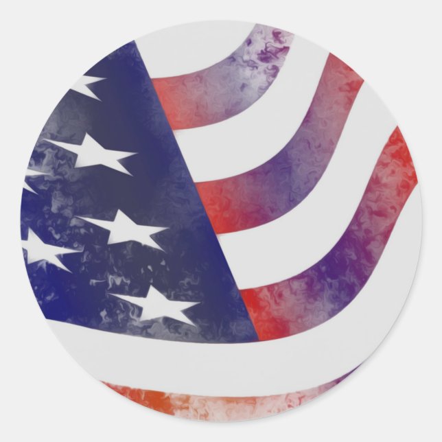 Grunge American Flag Classic Round Sticker (Front)
