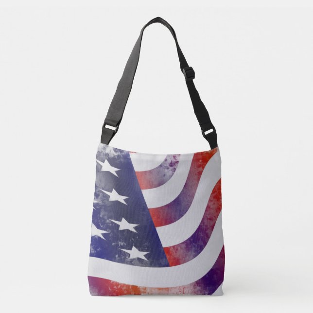 Grunge American Flag Crossbody Bag (Front)