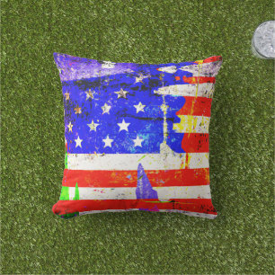 Grunge American Flag Cushion