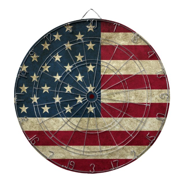 Grunge American Flag Dartboard (Front)
