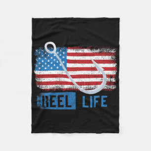 Grunge American Flag Fisherman Graphic Fleece Blanket