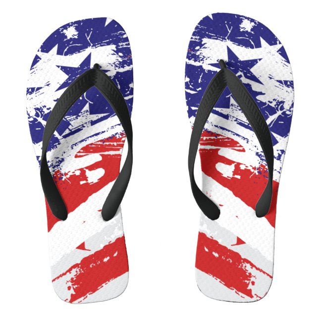 Grunge American Flag Flip Flops (Footbed)