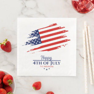 Grunge American Flag Happy 4th July ID1104 Napkin