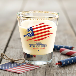 Grunge American Flag Happy 4th July ID1104 Shot Glass