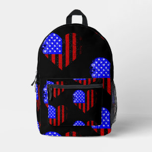 grunge american flag heart distressed printed backpack
