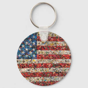grunge american flag key ring