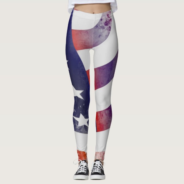 Grunge American Flag Leggings (Front)