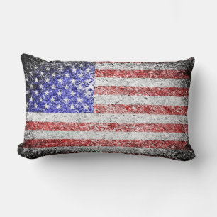 Grunge American Flag Lumbar Cushion