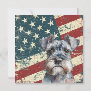 Grunge American Flag Miniature Schnauzer Flat Card