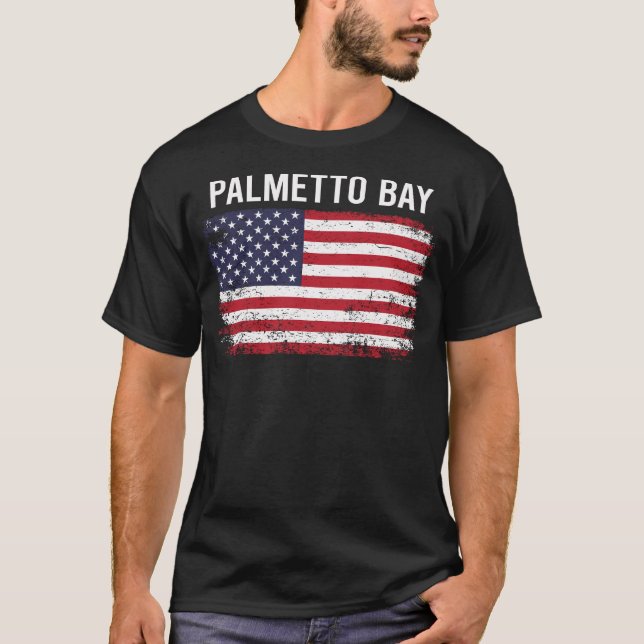Grunge American Flag Palmetto Bay T-Shirt (Front)