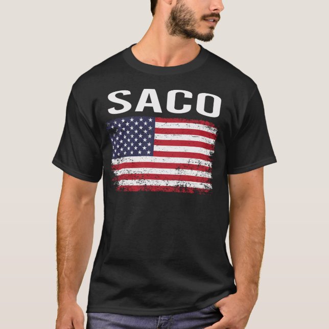 Grunge American Flag Saco T-Shirt (Front)