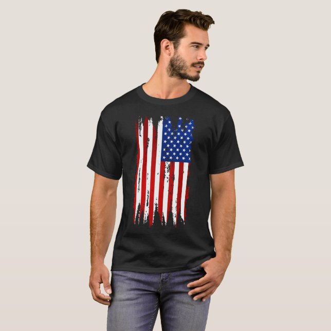 Grunge American Flag T-Shirt (Front Full)