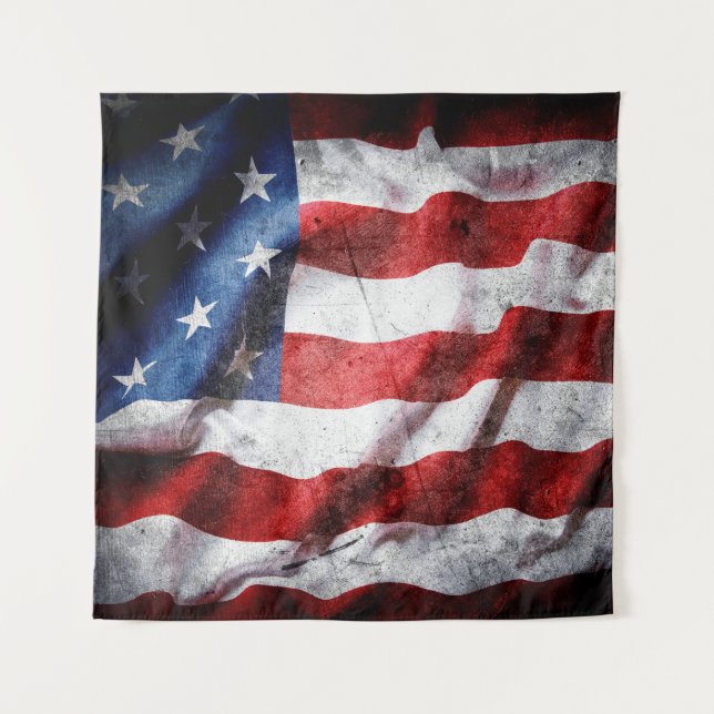 Grunge American flag Tapestry (Front)
