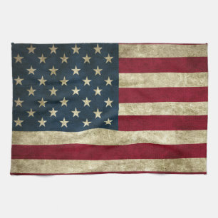 Grunge American Flag Tea Towel