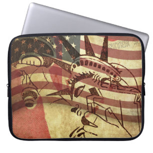 Grunge American flag: textured background. Laptop Sleeve