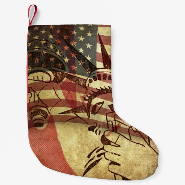 Grunge American flag: textured background. Small Christmas Stocking (Front)