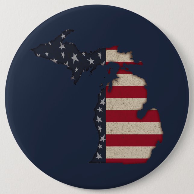 Grunge Americana Michigan | Patriotic 6 Cm Round Badge (Front)