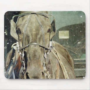 Grunge Amish Buggy Horse Mouse Mat