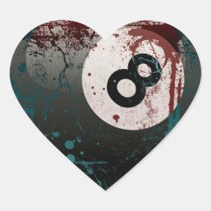 Grunge and Splatter Style 8-Ball Heart Sticker