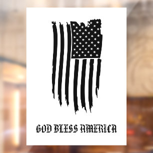 * Grunge AP16 USA Flag Patriotic God Bless America Window Cling
