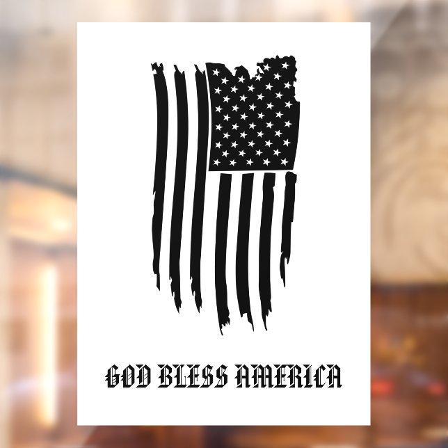 * Grunge AP16 USA Flag Patriotic God Bless America Window Cling (Sheet 2)