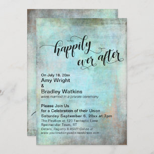 Grunge Aqua Happily Ever After Reception-Only Invitation