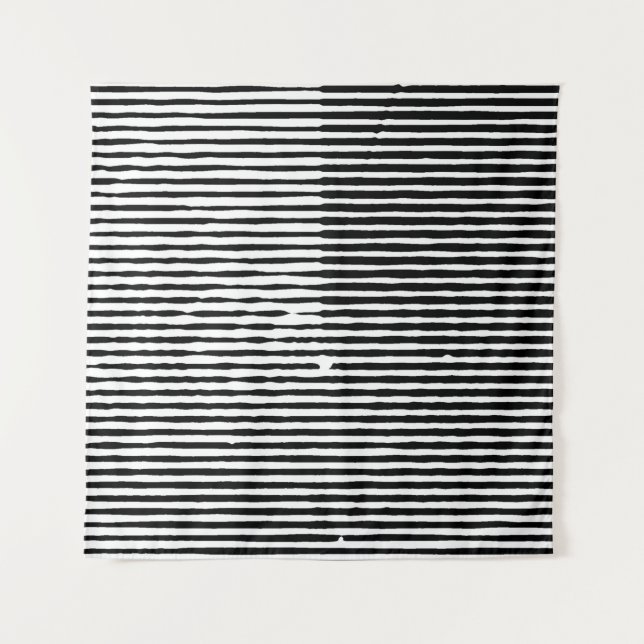 grunge art abstract rough random horizontal lines  tapestry (Front)
