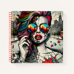 Grunge Art   Fractured Woman Abstract Notebook