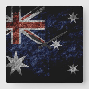 Grunge Australia Flag 4 Square Wall Clock