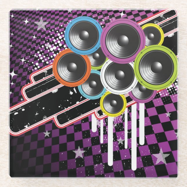 Grunge background glass coaster (Front)