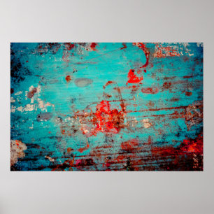 Grunge background of turquoise. Blotches, smears o Poster