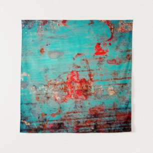 Grunge background of turquoise. Blotches, smears o Tapestry