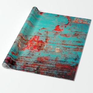 Grunge background of turquoise. Blotches, smears o Wrapping Paper