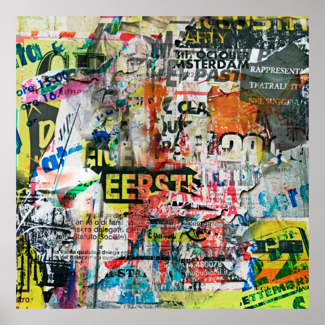 Grunge Background with Old Torn Postersposter,back Poster (Front)