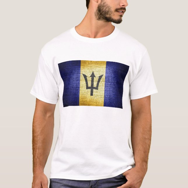 Grunge Barbados Flag T-Shirt (Front)