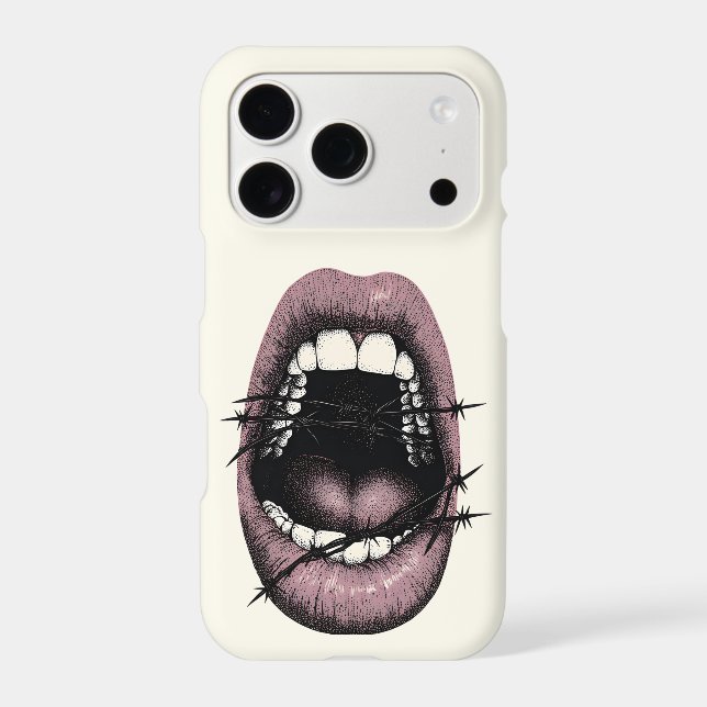 Grunge Barbed Wire Lips iPhone Case | Y2K Punk (Back)