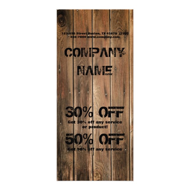 grunge barn wood  Construction Carpentry Rack Card (Front)