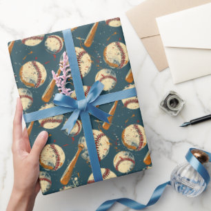 Grunge Baseball Clash Wrapping Paper