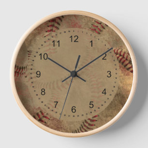 Grunge Baseball Collage Clock